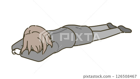 A sad young woman (suit) lying down 126508467
