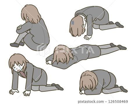 Depressed young woman pose set (suit) Depressed young woman pose set (suit) 126508469