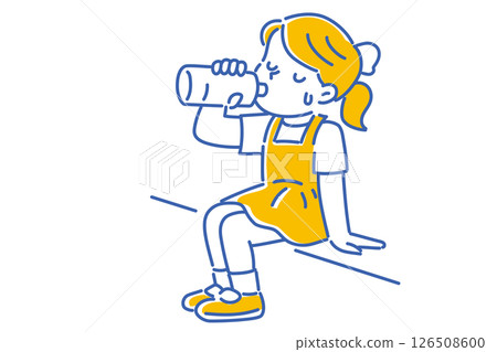 Illustration of a girl hydrating under the sun 126508600