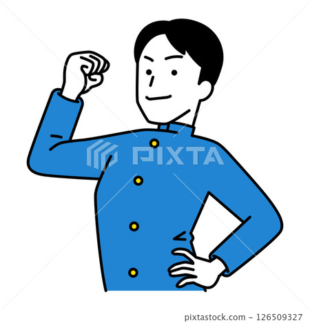 A male student showing off his bicep A male student showing off his bicep 126509327