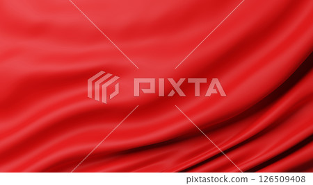 Red fabric background with copy space 3D render 126509408