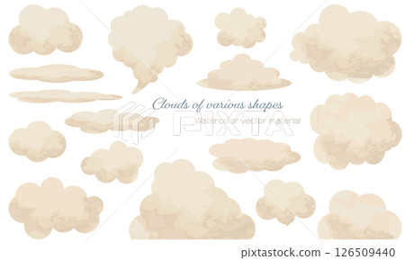 一組各種形狀的雲（水彩畫） 126509440