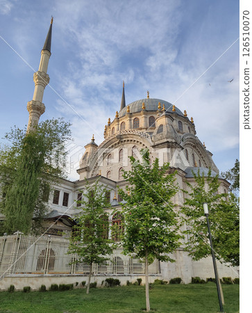 Historic Nusretiye mosque, a significant landmark in Istanbul. Nusretiye mosque's Ottoman architectural ornate beauty. Galataport shopping center. Tophane district, Istanbul, Turkey Historic Nusretiye mosque, a significant landmark in Istanbul. Nusretiye mosque's Ottoman architectural ornate beauty. Galataport shopping center. Tophane district, Istanbul, Turkey 126510070