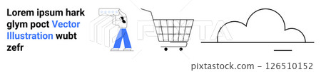 Hand holding a credit card, shopping cart, and cloud outline. Ideal for e-commerce, online shopping, cloud storage, digital transactions, financial services, retail, and technology applications Hand holding a credit card, shopping cart, and cloud outline. Ideal for e-commerce, online shopping, cloud storage, digital transactions, financial services, retail, and technology applications 126510152