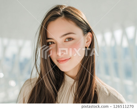 自然光下閃耀的女人的自然肖像 126511270