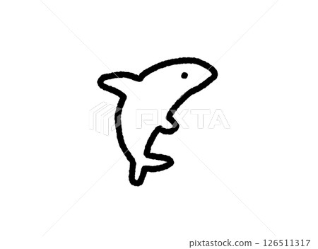 A cute and relaxed jumping dolphin monochrome icon A cute and relaxed jumping dolphin monochrome icon 126511317