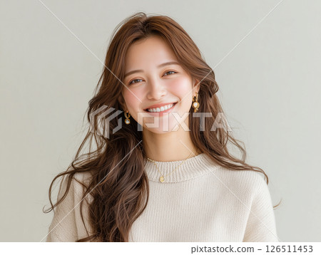 Portrait of a woman with a natural smile 126511453