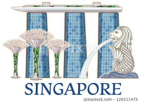 Iconic Singapore Landmarks in Vector Art 126511478