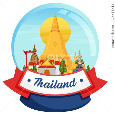 Thailand Landmark Snow Globe Illustration Thailand Landmark Snow Globe Illustration 126511514
