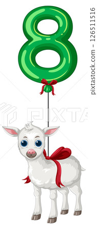 Cute Goat with Green Balloon Number Eight Cute Goat with Green Balloon Number Eight 126511516