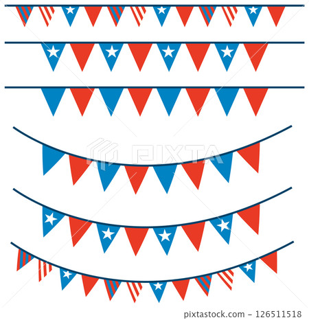 Patriotic Bunting Flags in Red, White, and Blue 126511518
