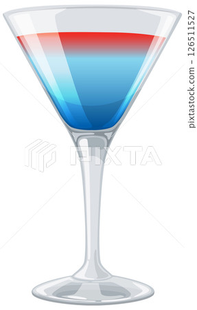 Patriotic Cocktail in Martini Glass Illustration 126511527