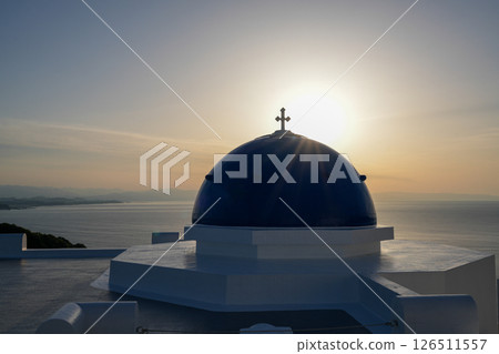 Sunrise over the Pacific Ocean as seen from Villa Santorini in Tosa City, Kochi Prefecture 126511557