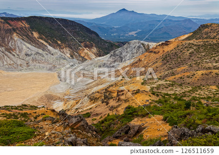 View of Numanodaira Crater Plain and Mt. Bandai from Mt. Adatara and Mt. Tetsuzan 126511659