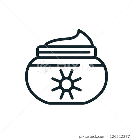 Sun cream jar protecting from sunburn with sun icon Sun cream jar protecting from sunburn with sun icon 126512277