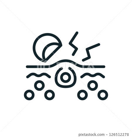 Sun damaging skin cells icon depicting uv exposure 126512278