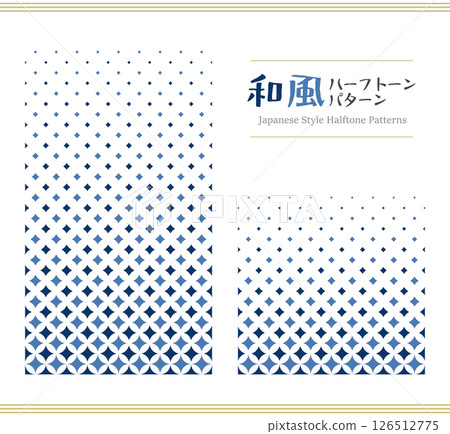 Horizontally seamless Japanese style halftone patterns set 126512775