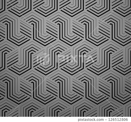 Abstract geometric pattern with stripes, lines. Seamless vector background. Gray and black ornament. Simple lattice graphic design 126512806
