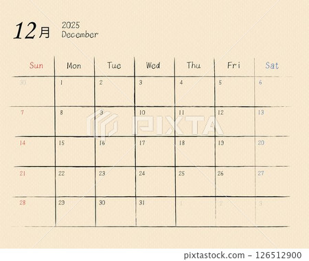 Note-style calendar (December) 126512900