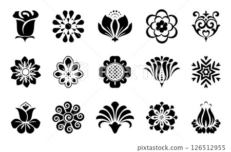 Flower icons set. Isolated elements for design. Vector graphics. Flower icons set. Isolated elements for design. Vector graphics. 126512955