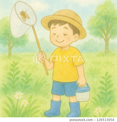 Children enjoying summer nature and catching insects 126513058
