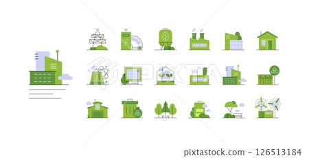 Buildings, urban places and industrial objects. Eco friendly lifestyle in urban Buildings, urban places and industrial objects. Eco friendly lifestyle in urban 126513184