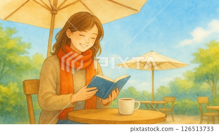 一位婦女在咖啡館窗邊看書（水彩風格）| ©Steve Hutchins / Flickr欣賞紅葉，享受悠閒時光 126513733