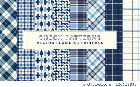 格紋無縫向量背景色板設定藍色/淺藍色 126513833