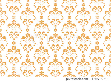 Flower geometric pattern. Seamless vector background. White and golden ornament. Ornament for fabric, wallpaper, packaging. Decorative print 126513988
