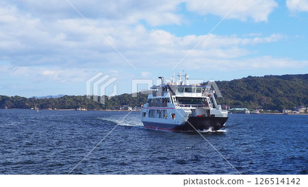 A sightseeing ferry bound for Miyajima, a World Heritage Site A sightseeing ferry bound for Miyajima, a World Heritage Site 126514142
