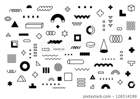 Geometry Minimal Line Decoration Abstract Shape Symbol Mark Memphis Geometric Illustration Vector 126514199