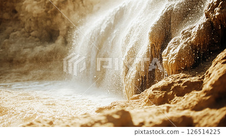 sand liquid waterfall yellow gold abstract desert background 126514225
