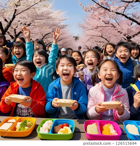 孩子們在公園吃午餐 126515694