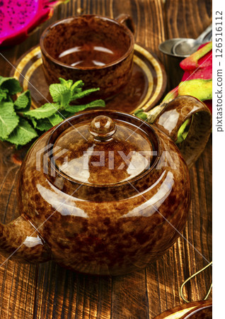 Pitahaya tea drink, tea ceremony. 126516112