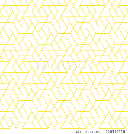 無縫幾何網格圖案，六邊形和三角形的組合，背景材料，色板相容，黃線 126516356