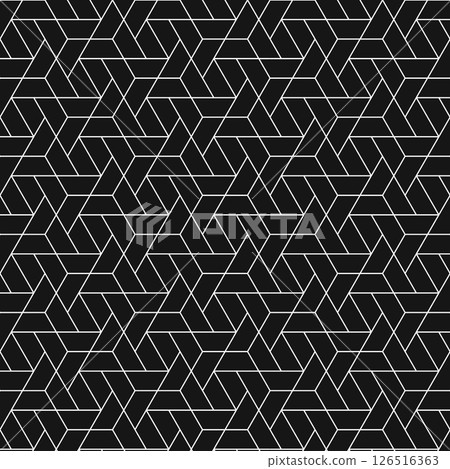 Seamless geometric grid, a combination of hexagons and triangles, background material, swatch compatible, black 126516363