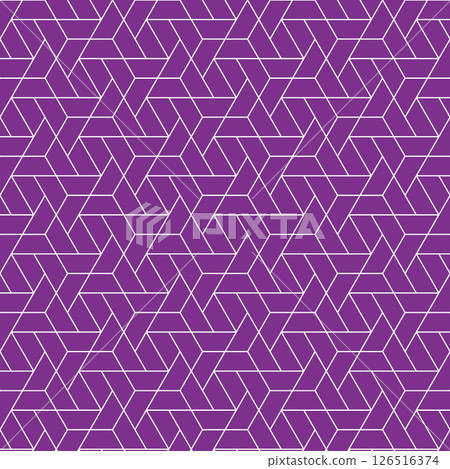 Seamless geometric grid pattern, combination of hexagons and triangles, background material, swatch compatible, purple 126516374
