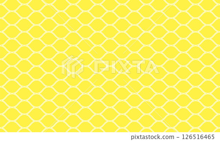 A thin, white, horizontal lemon-shaped mesh double frame on a yellow background 126516465