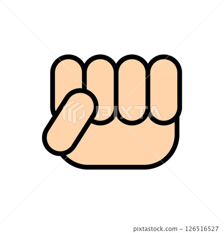 Fingers clenched into a fist. Outline and line style. Simple minimal colored vector illustration on white background. 126516527