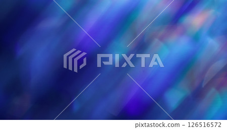 Color radiance. Defocused glare. Blue purple lens flare beam on blurred art bokeh light abstract background. 126516572