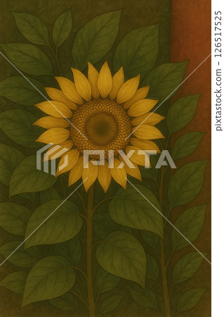 Retro illustration of sunflower Retro illustration of sunflower 126517525