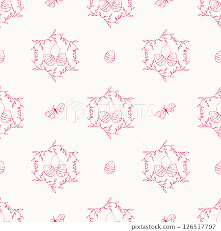 Seamless pattern with easter eggs and butterfly Seamless pattern with easter eggs and butterfly 126517707
