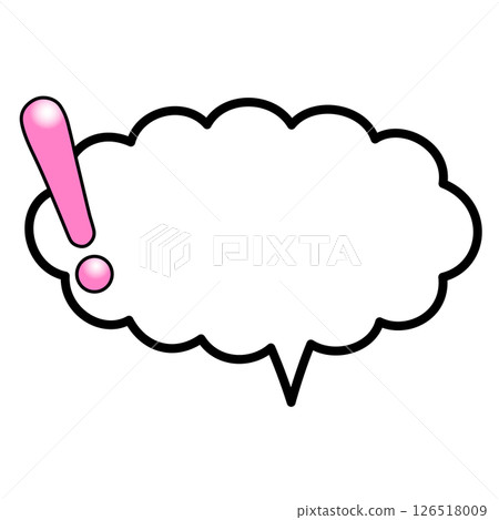 一個光滑的粉紅色雲狀對話泡泡，右側有一個感嘆號 126518009