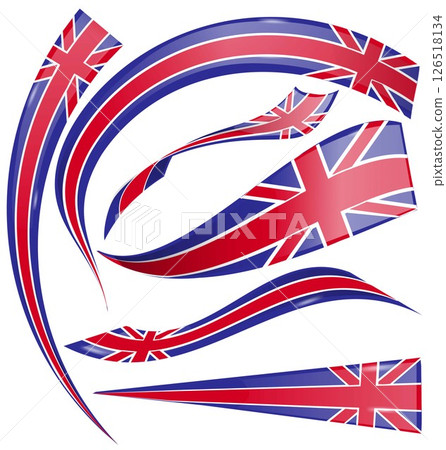 set of flags of great britain in different shapes, vector illustration 126518134