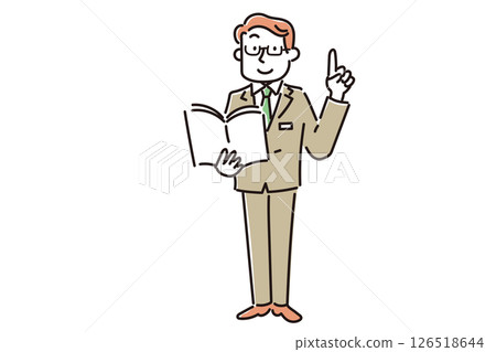 學校老師手拿教科書進行講解的插圖 126518644