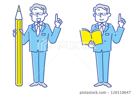 Illustration set of a school teacher pointing 126518647