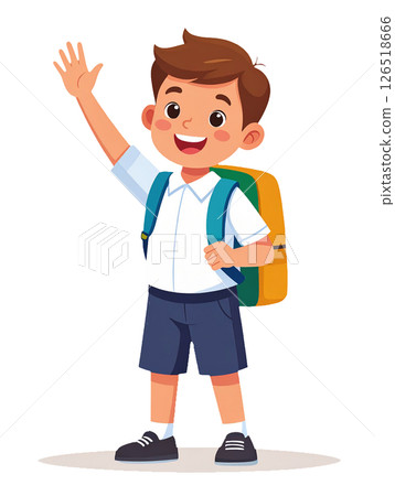 Elementary school boy raising his hand Elementary school boy raising his hand 126518666