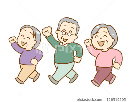 Elderly people walking to maintain their health 126519205