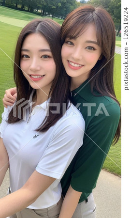 Portrait of a young woman on a golf course 126519224