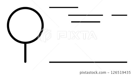 Minimalist business card design featuring a circle on the left and horizontal lines representing text. Ideal for modern branding, personal identity, graphic design projects, clean layouts, business 126519435